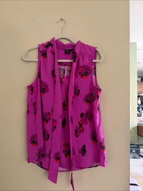 Rachel Zoe Fuchsia Floral Tie-Neck Sleeveless Camisole